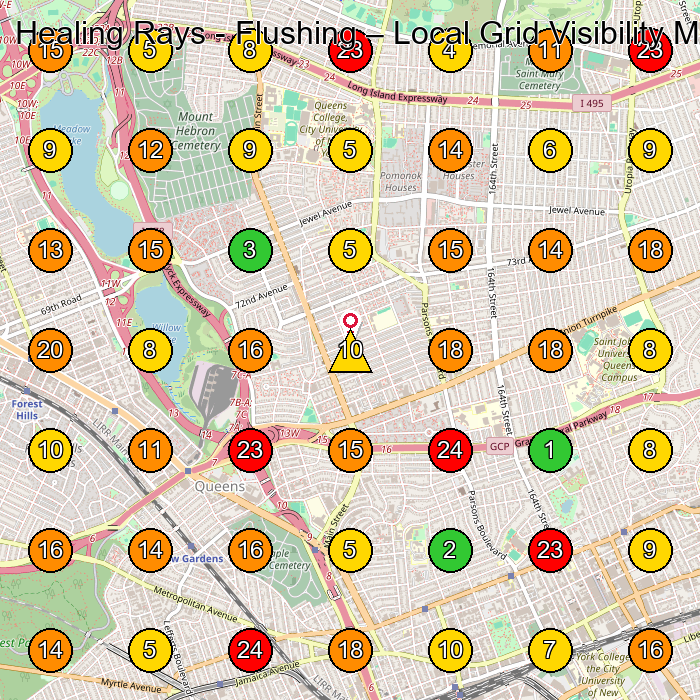 Healing Rays - Flushing Physical Therapy Clinic GeoGrid ranking map for Fresh Meadows NY